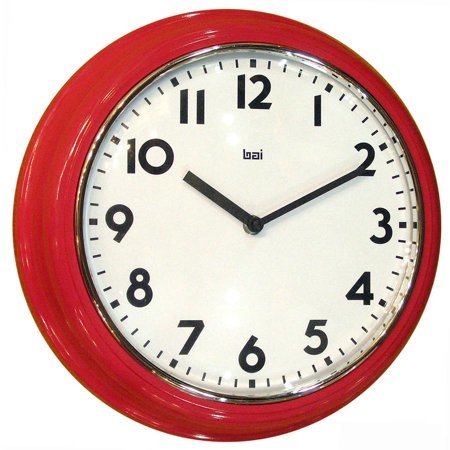 swell round red 12-hour analog clock